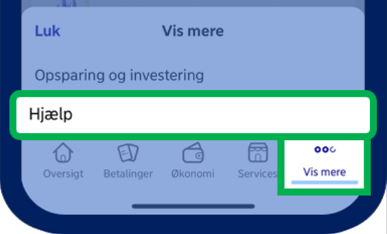 Hjælp (mobile) in Nordea Business DK